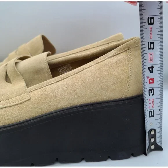 Free People Nico Platform Loafers Cappuccino Suede US 10/EU 41 Chunky Wedge NWOB - Picture 8 of 13